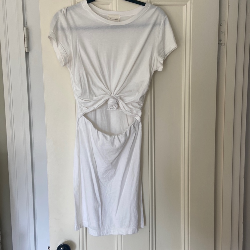 Silence + Noise mini white tie dress